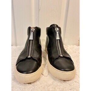 Women's FRYE Black Leather High Top Sneakers  with Zipper Size 9M